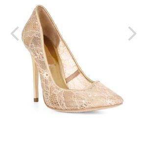 BCBGMAXAZRIA Opia Nude / Beige Lace Heels